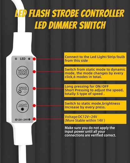 YM E-Bright Led Dimmer Switch Inline Mini Flash Strobe Blink Module Controller