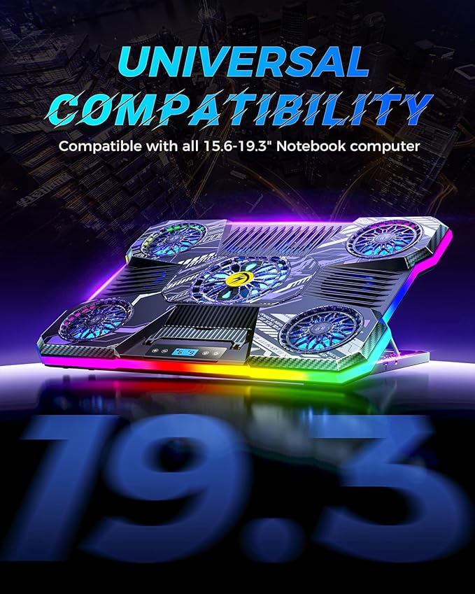 ChillCore Laptop Cooling Pad, RGB Laptop Fan Cooling Pad 9 Fans