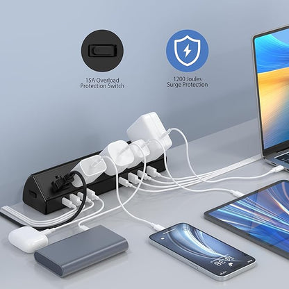 Jgstkcity Desk Clamp Power Strip, 45W Fast Charging Station, 4 USB-C, 4 USB-A