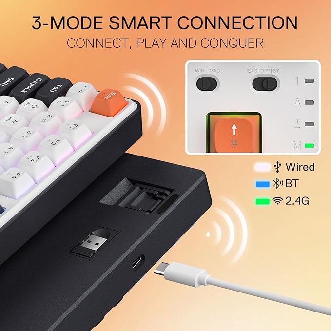 Redragon K689 PRO Wireless Gasket RGB Gaming Keyboard, 108 Keys Mechanical