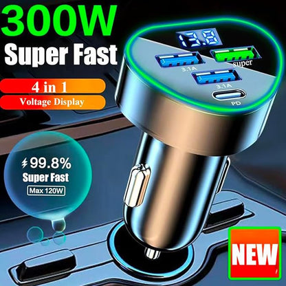 Multi Port USB C Car Phone Charger Adapter 4 in 1