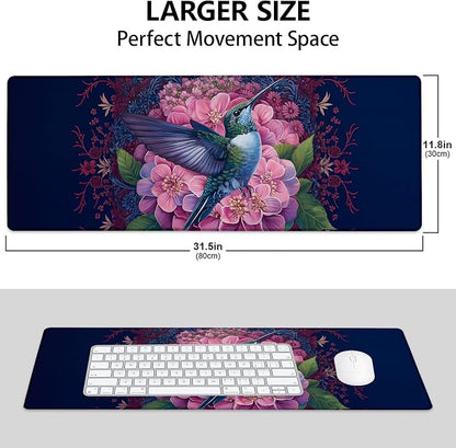 Floral and Hummingbird Large Mouse Pad, Gaming Mouse Pad, Keyboard Mat