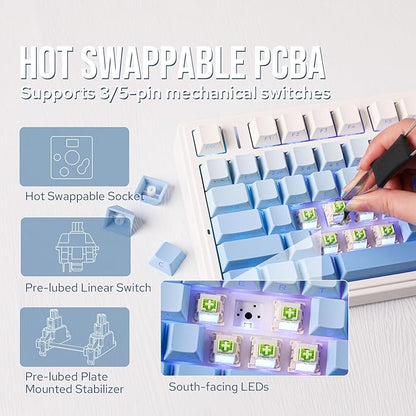EPOMAKER x Aula F75 Gasket Mechanical Keyboard, 75% Wireless Hot Swappable