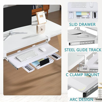 ETHU Keyboard Tray Under Desk, Pull Out Keyboard & Mouse Tray