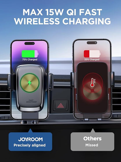 Wireless Car Charger, 15W Qi Fast Charging Auto Clamping Car Charger Phone