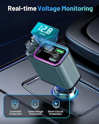 4 in 1 Retractable Car Charger