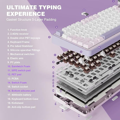 YUNZII B75 PRO Wireless Mechanical Keyboard, 75% Layout