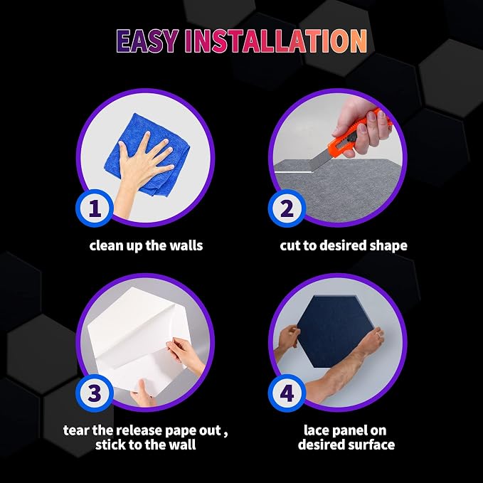 Mollywell Hexagon Acoustic Panels, High Density, Soundproofing, Decorative