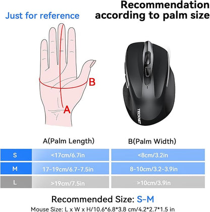 TECKNET Rechargeable Jiggler Wireless Mouse 4800 DPI Silent USB A & Bluetooth