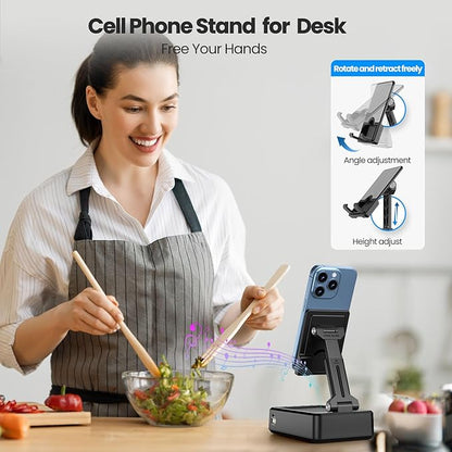 JTEMAN Cell Phone Stand with Bluetooth Speaker and Charging Function, Birthday