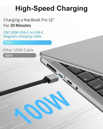 ZBF 100W USB C Magnetic Charging Cable, Magnetic Charger Cable