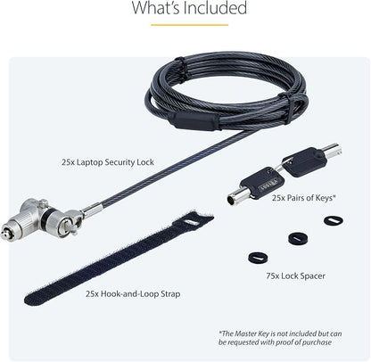 StarTech.com 25-Pack Universal Laptop Lock 6.6ft, Master Keyed Security Cable