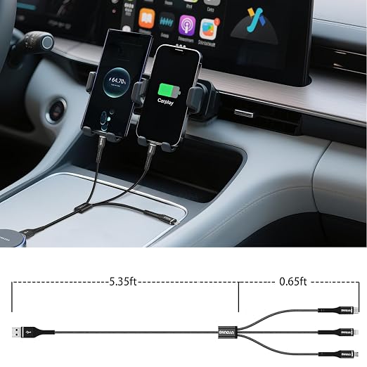 Multi Charging Cable 2Pack 6FT, 3 in 1 Charger Cable Braided Universal Phone