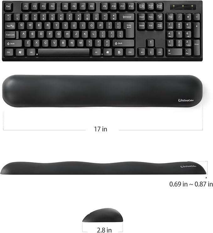 UnivoColors Design-Wave Set of Wrist Rest, Artificial Sheepskin+Memory