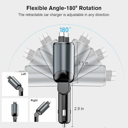 Retractable Car Charger for 4 in 1 Fast Charging Max 80W【ONLY 2 Type-C Charging