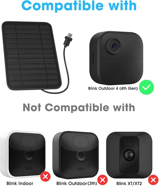 5W Solar Panel for Blink Camera Outdoor, Solar Panel Charger Compatible