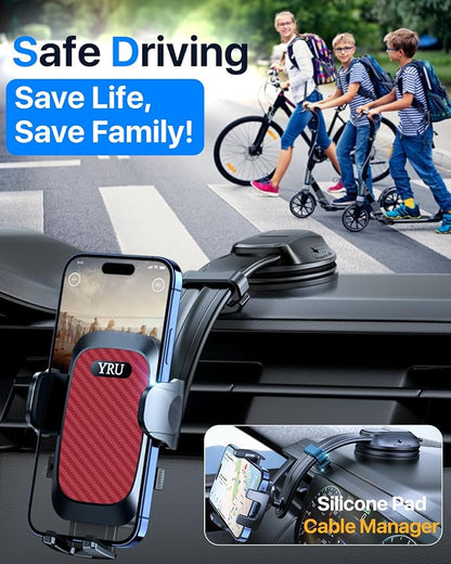 YRU Cell Phone Automobile Cradles Dashboard Windshield Pickup Truck Phone Mount