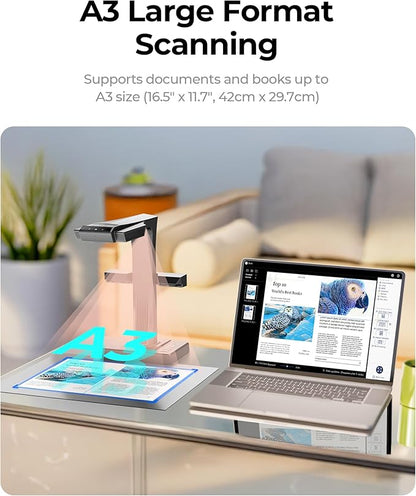 CZUR ET MAX Professional Book Scanner, 38MP Document Camera, Laser Curve-Flatten