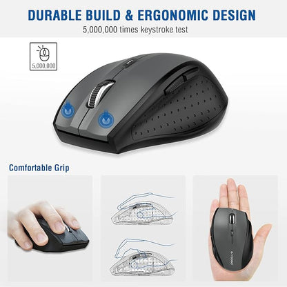 E-YOOSO Wireless Mouse for Laptop, Portable Optical Computer Mouse, 6 Buttons