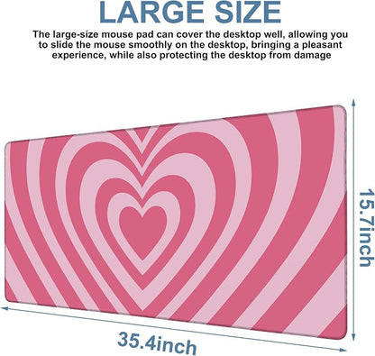 Gaming Desk Pad Large Extra Length Retro Style Hearts Mouse Pad Keyboard Laptop