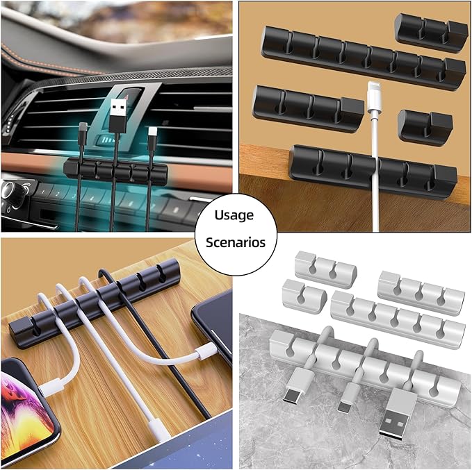 11PCS Cable Management Cord Holder Organizer, Magnetic Cable Clips Adhesive