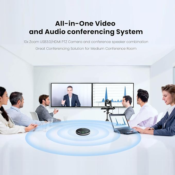 TONGVEO 10x Zoom Conference Room Video Camera System, All-in-One HD 1080P 60fps