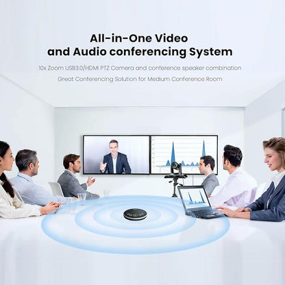 TONGVEO 10x Zoom Conference Room Video Camera System, All-in-One HD 1080P 60fps