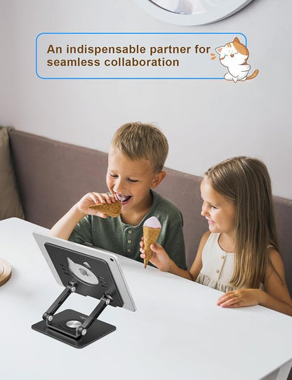 Tablet Stand 360° Rotating Aluminum Holder, Adjustable, Portable and Foldable