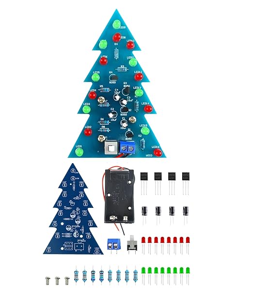 Soldering Practice Kit DIY Mini 2-Color Xmas Tree Plug-in Circuit Kit Learn