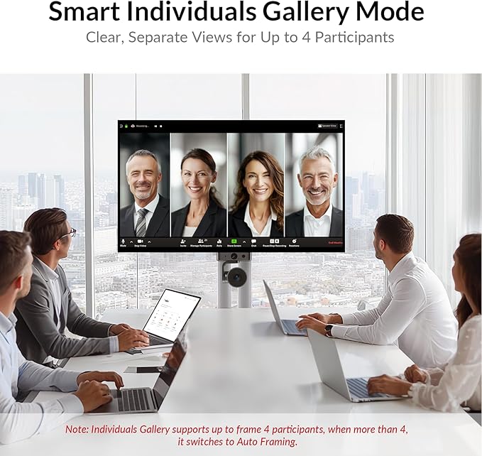 4K Conference Room Camera System, AI Auto-Tracking PTZ Camera 3x Optical/5x