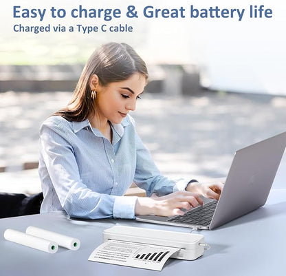 Inkless Portable Printer for Travel, Wireless Thermal Printer Supports 8.5 x 11