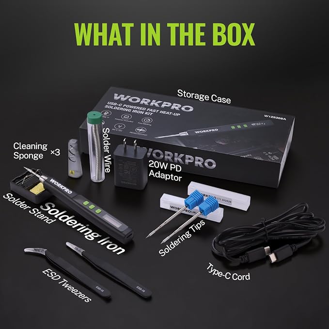 WORKPRO DC Soldering Iron Kit, Fast Heating Soldering Iron Pen