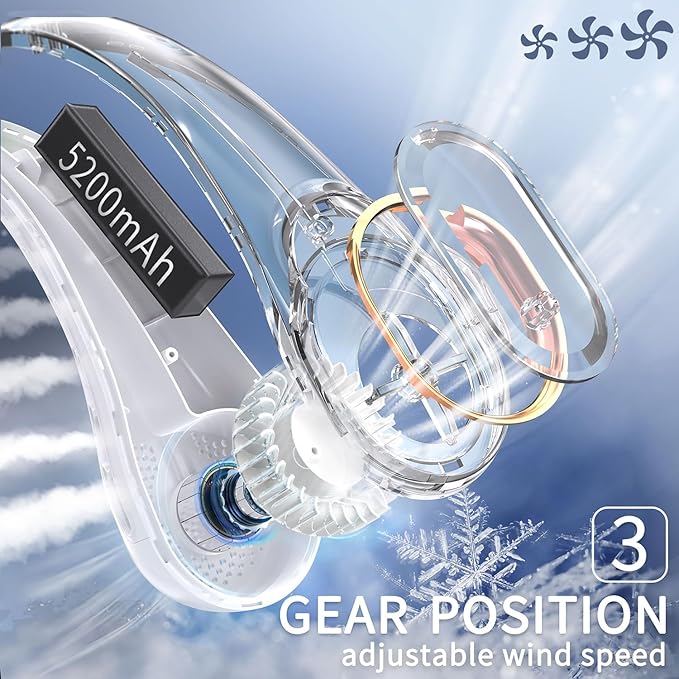 FrSara Neck Fan, Portable Personal Fan Strong Wind, Air Volume, 360° Cooling