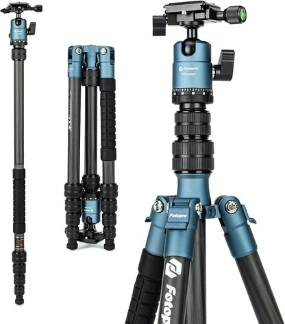 Fotopro 59" Carbon Fiber Travel Tripod, Compact Camera Tripod