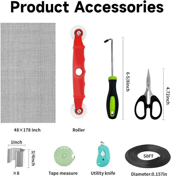 Window Screen Door Repair/Replacement Kit,