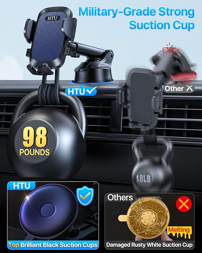 2025 Ultimate Car Phone Mount【98+LBS Strongest Suction & Military-Grade】【Patent