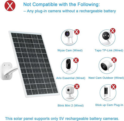 FUTUREZEN 13W Solar Panel for Security Cameras & Trail Cameras, Micro USB &