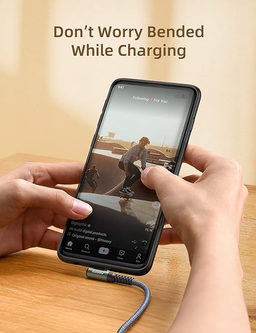 AINOPE USB to USB C Cable 3.1A Type C Charger Fast Charging, Right Angle USB to