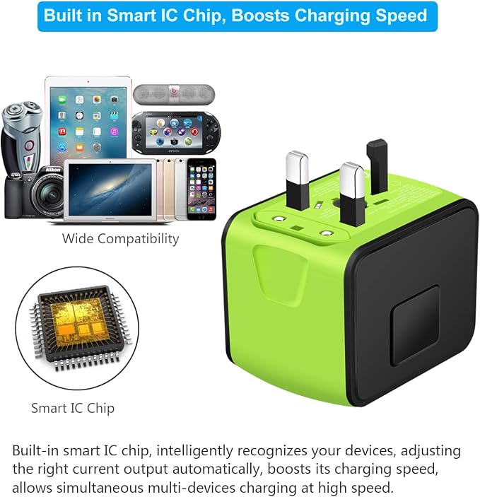 Travel Adapter Worldwide, Universal International Power Plug Adapter W/2.4A