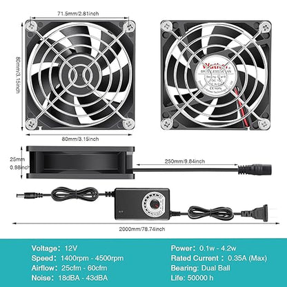 Wathai 80mm Small Computer Cooling Fan