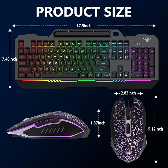 AULA Gaming Keyboard, T102 104 Keys Gaming Keyboard and Mouse Combo
