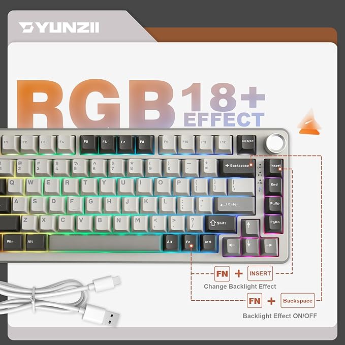 YUNZII B75 PRO Wireless Mechanical Keyboard, 75% Layout