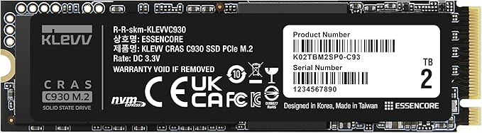 KLEVV CRAS C930 2TB M.2 2280 NVMe PCIe Gen4x4 Internal Gaming SSD Aluminium