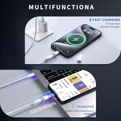 4 Pack Lightning to USB C Adapter