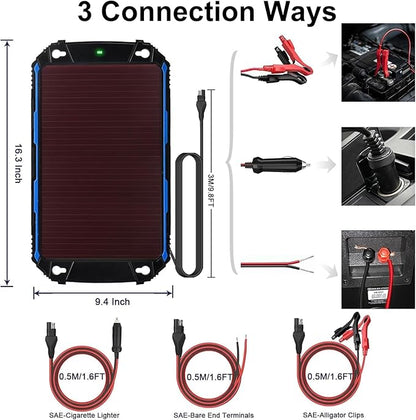 SUNER POWER Waterproof 5W 12V Solar Battery Charger & Maintainer Pro, Built-in