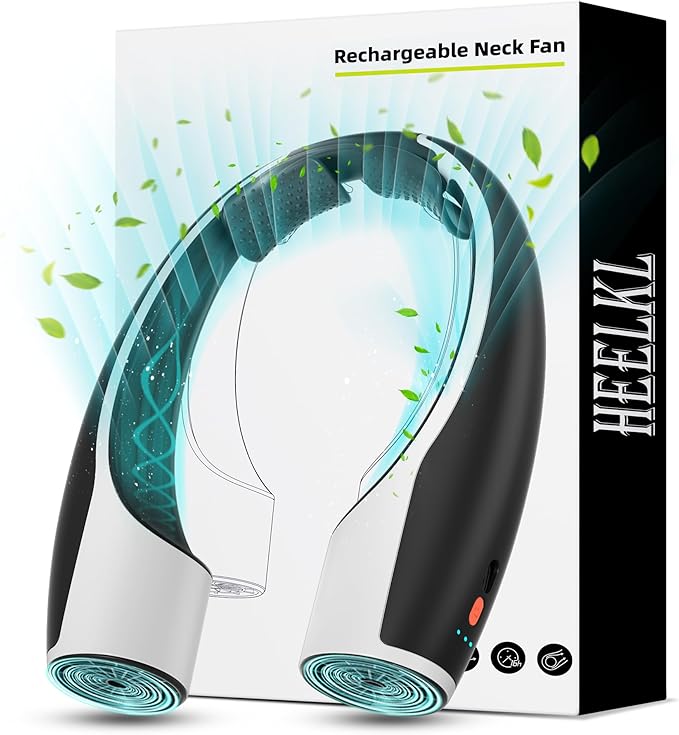 AI Neck Fan, 4 Speeds Adjustable Portable Personal Fan Rechargeable, 4000 mAh