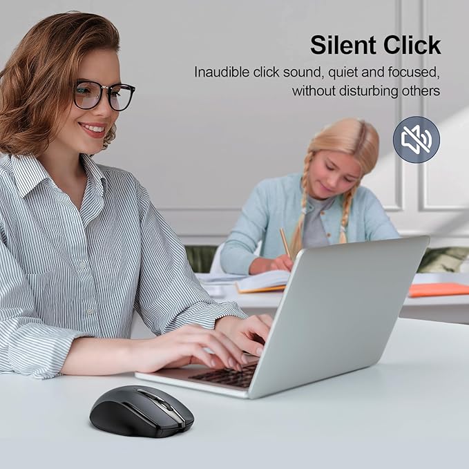 TECKNET Wireless Mouse Rechargeable 4800 DPI Silent USB A & Bluetooth Mouse 6