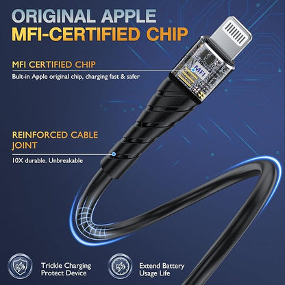 OIITH MFi Certified Short for iPhone Charger Cable 3 Pack 1 Ft, 12 inch for