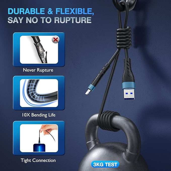 OIITH MFi Certified Short for iPhone Charger Cable 3 Pack 1 Ft, 12 inch for