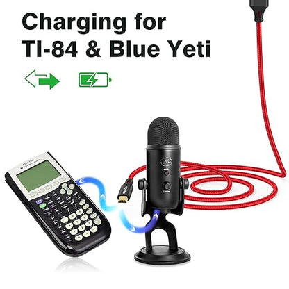AGVEE 2 Pack 1ft Mini USB Cable, Braided Durable USB-A to Mini-B Charger